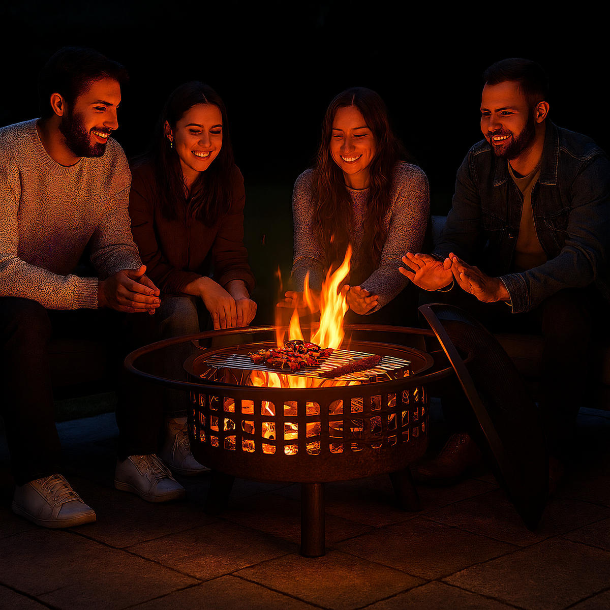 FEUERSCHALE - Schwarz, Metall (75/55/75cm) - Relaxdays