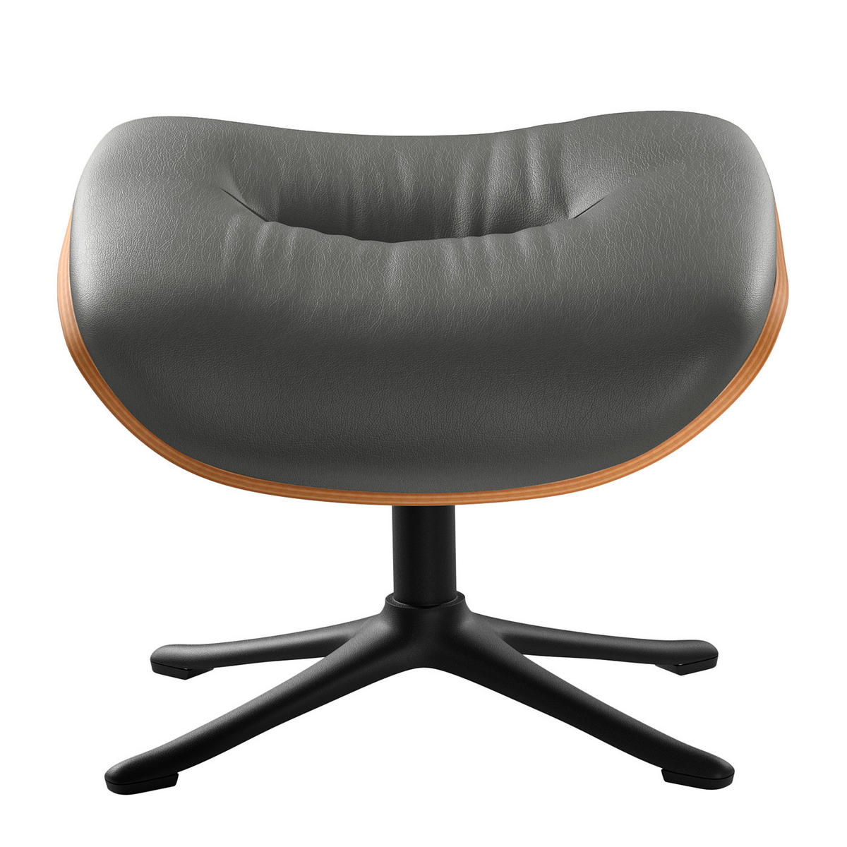 POLSTERHOCKER - Schwarz/Grau, Leder/Metall (44/39/42cm) - home24