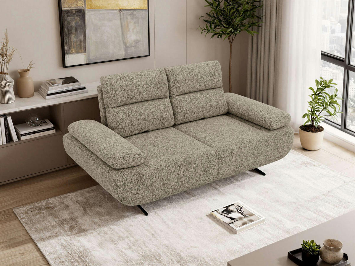DVOUMÍSTNÁ POHOVKA SORAE - Taupe Strukturovaná látka - černá/šedohnědá, kov/textil (182/94/107cm) - MKS