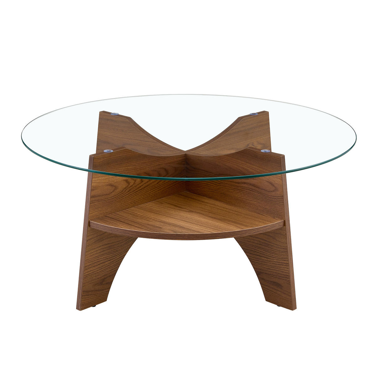 COUCHTISCH DE-140 Sicherheitsglas Schwarz - Walnussfarben, Holzwerkstoff (80/80/36cm) - ComfortXL