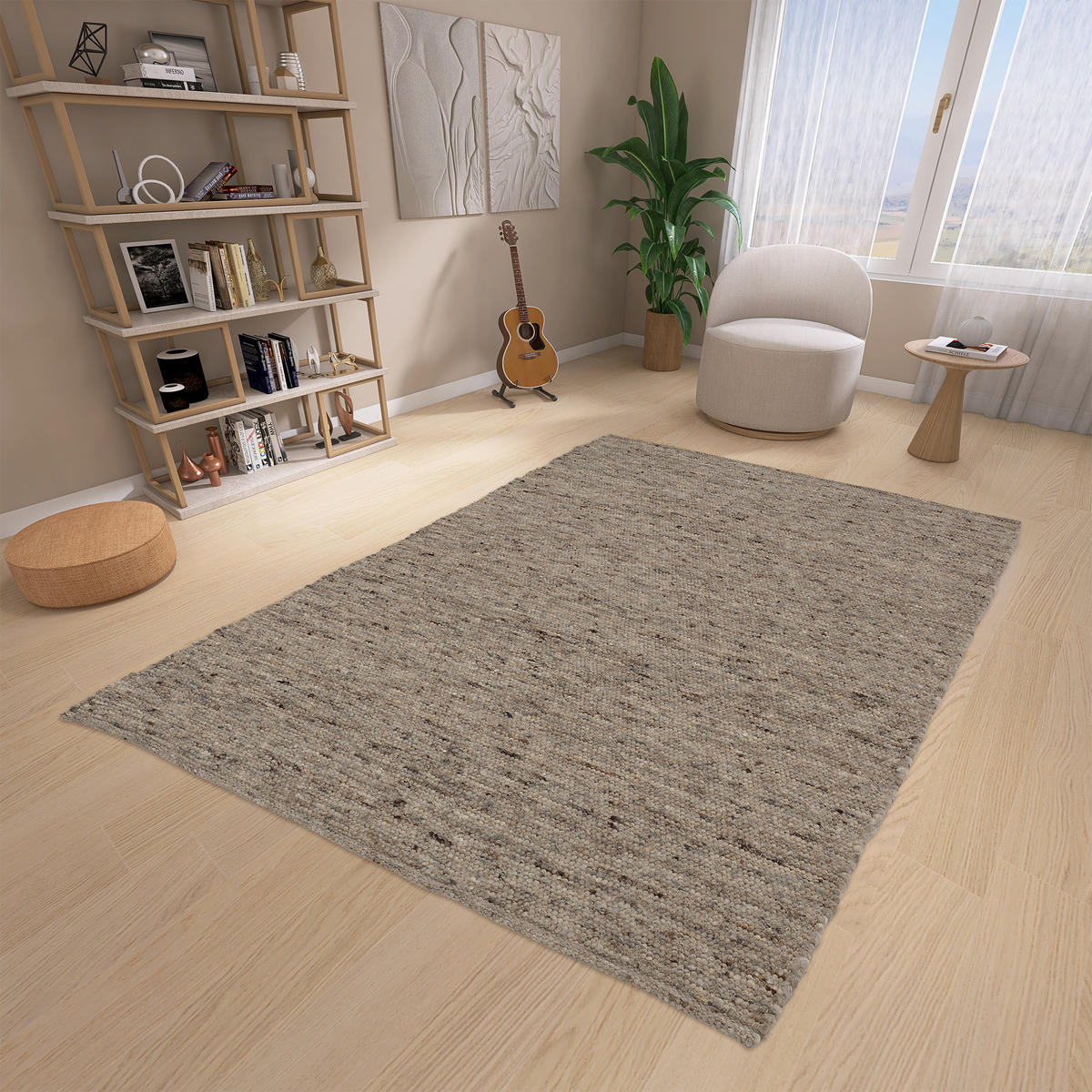 NATUR TEPPICH WOLLE ALASKA MELIERT - Anthrazit, Textil (70/240cm) - Pergamon