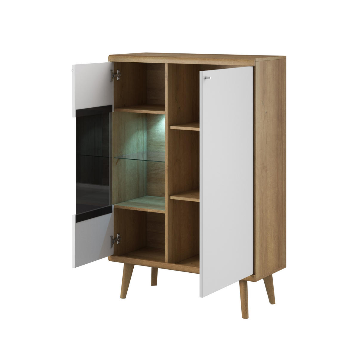 VITRINE in Eichefarben, Weiß - Eichefarben, Holzwerkstoff (90/134/40cm) - MASSENO
