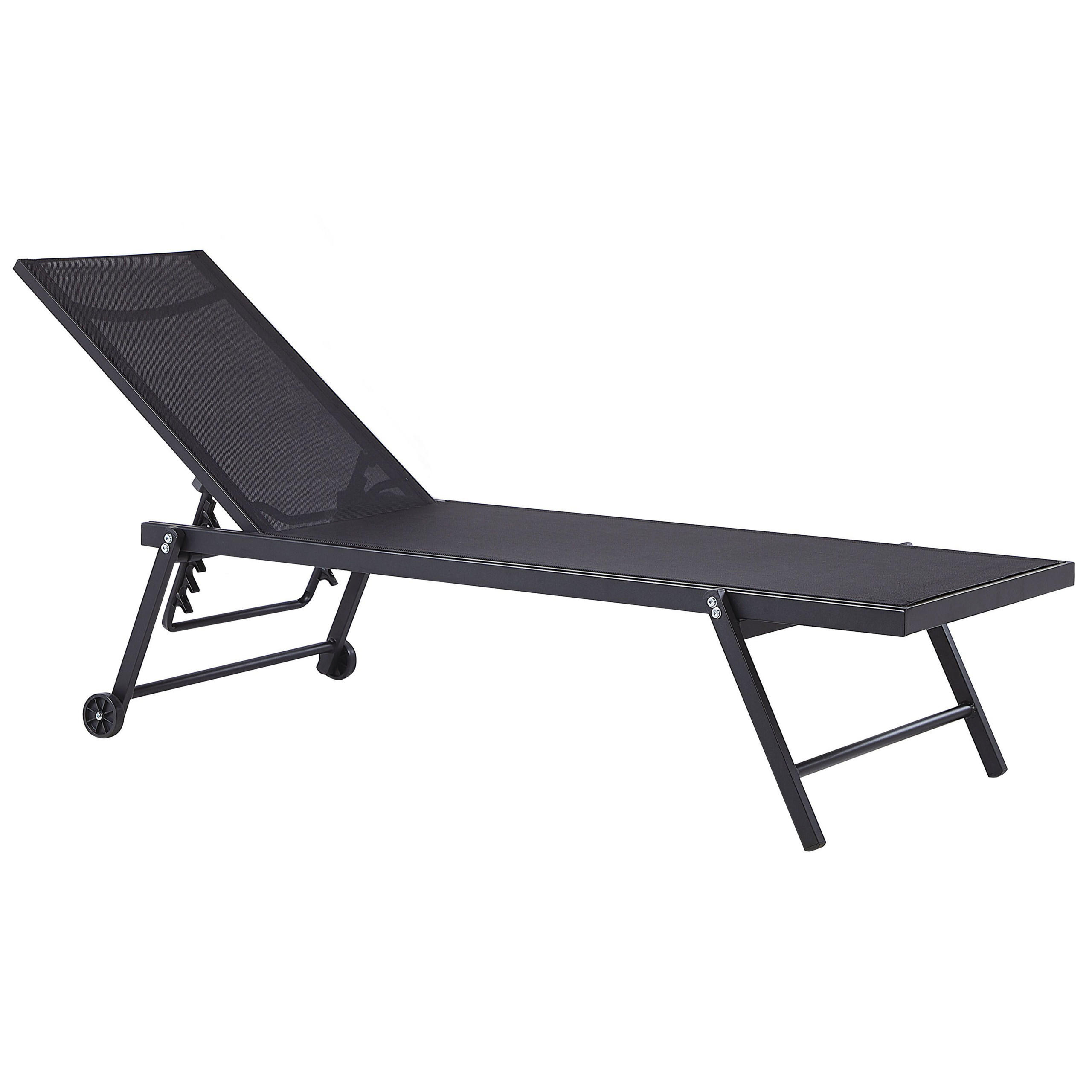 GARTENLIEGE Schwarz Portofino - Schwarz, Metall (198/107/65cm) - Beliani