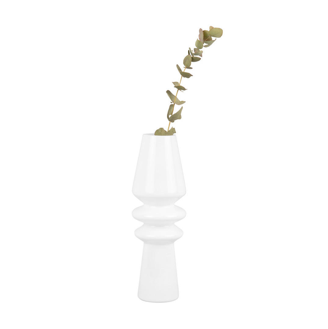 VASE Glas handgefertigt Cone Ø 9 cm - Weiß, Glas (9/25cm) - Present Time