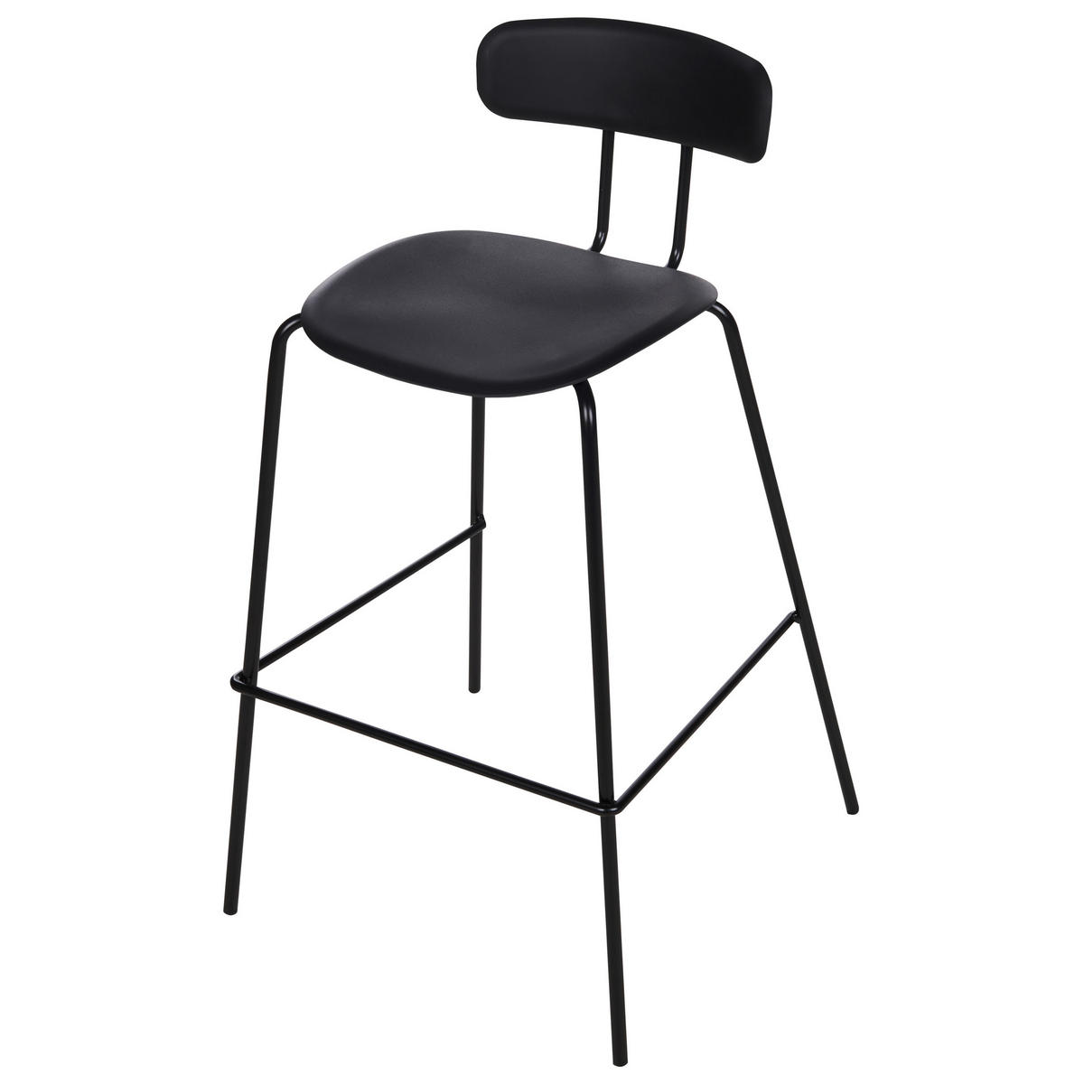 BARSTUHL 2er-Set Kunststoff/Metall schwarz Sibley - Schwarz, Kunststoff (53/95/52cm) - Beliani