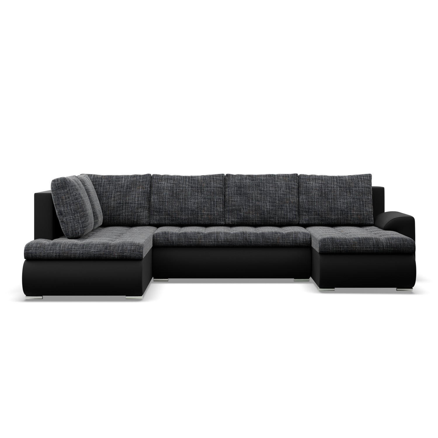 U-SOFA MIT SCHLAFFUNKTION FORESTA, Schwarz + Schwarz - Schwarz, Textil (300/89/200cm)