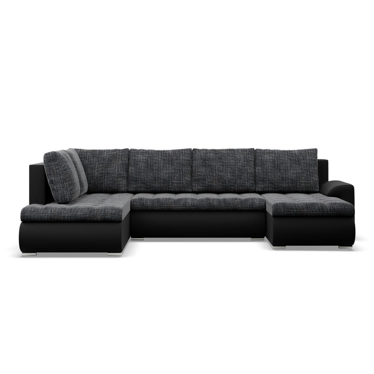 U-SOFA MIT SCHLAFFUNKTION FORESTA, Schwarz + Schwarz - Schwarz, Textil (300/89/200cm)
