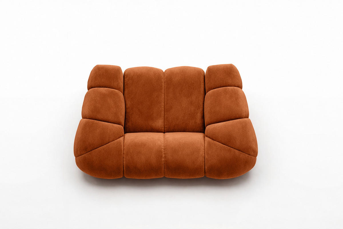 SESSEL modular, Veloursstoff Bluvel, Zimtfarbe, CROISSANT - Orange, Holz (168/72/115cm) - Kaiser Möbel