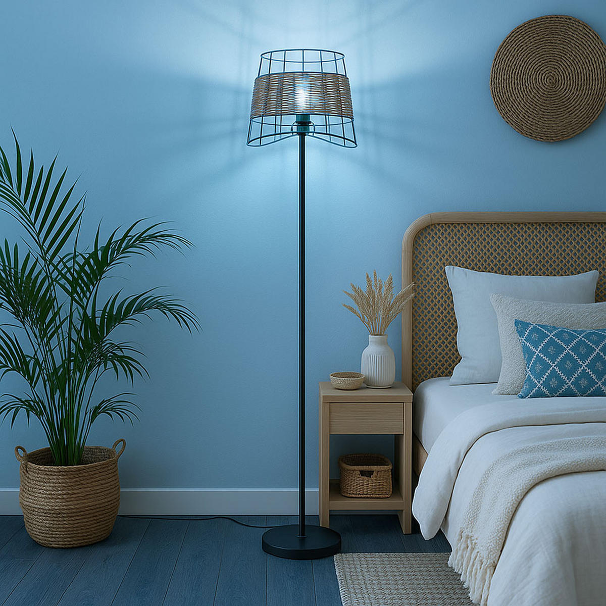 LED STEHLEUCHTE Metall Braun Käfig-Design - Braun, Metall (30/30/154cm) - Nowa