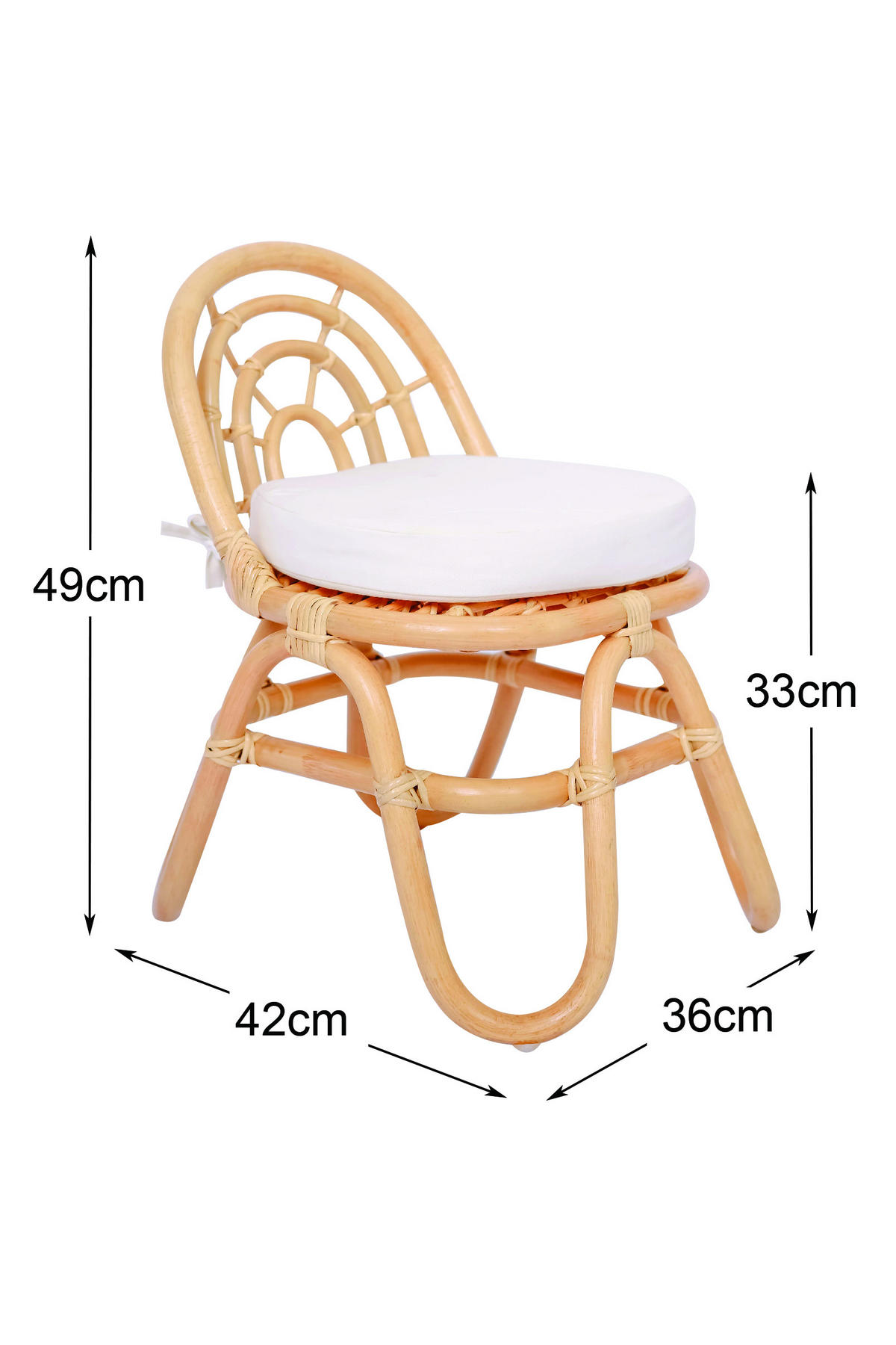 STUHL FÜR KINDER 2er-Set Rattan Braun - Braun, Holz (36/49/42cm) - Nordlys