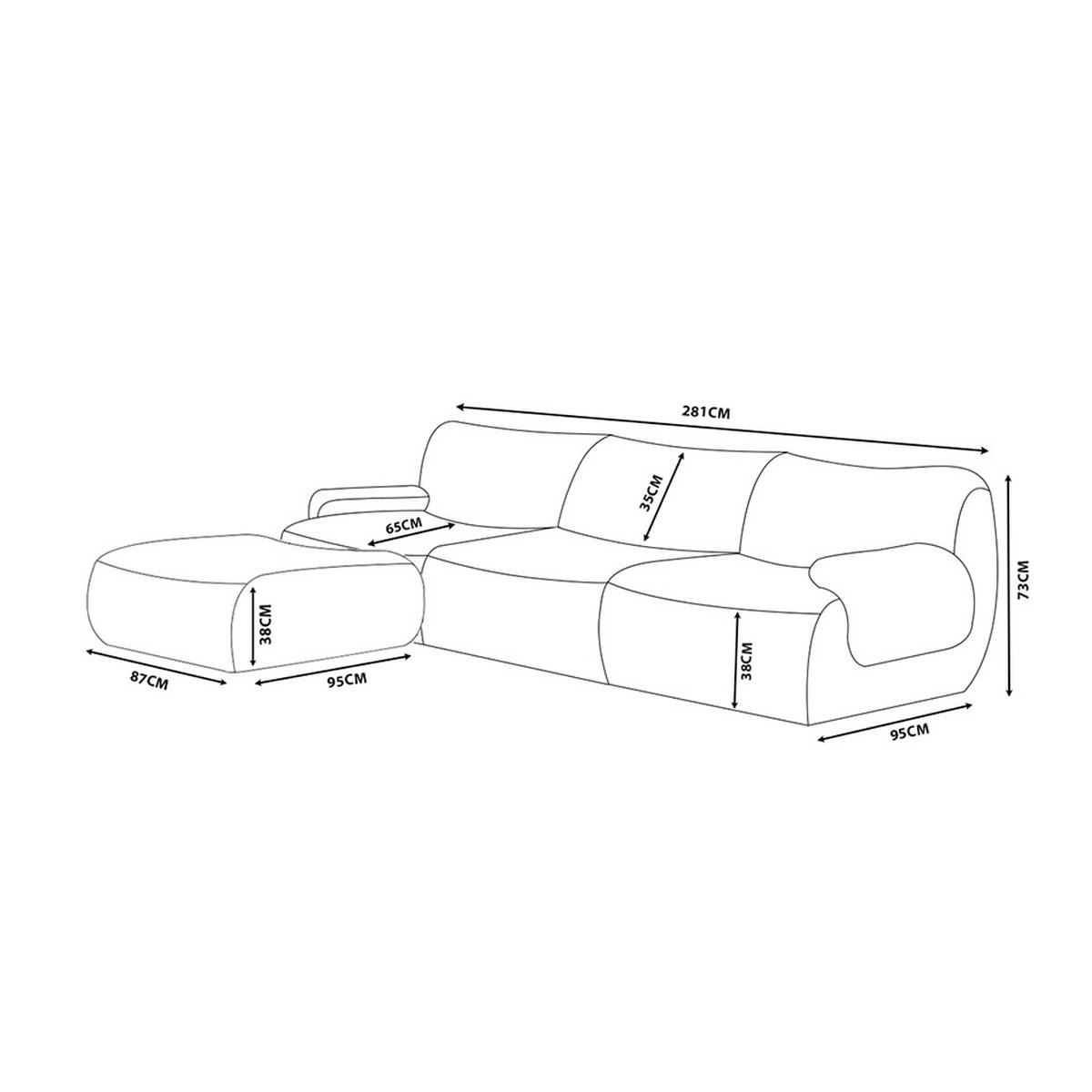 ECKSOFA Bouclé-Stoff Terrakotta-Rot - Terracotta, Textil (281/190cm) - MILYsofa
