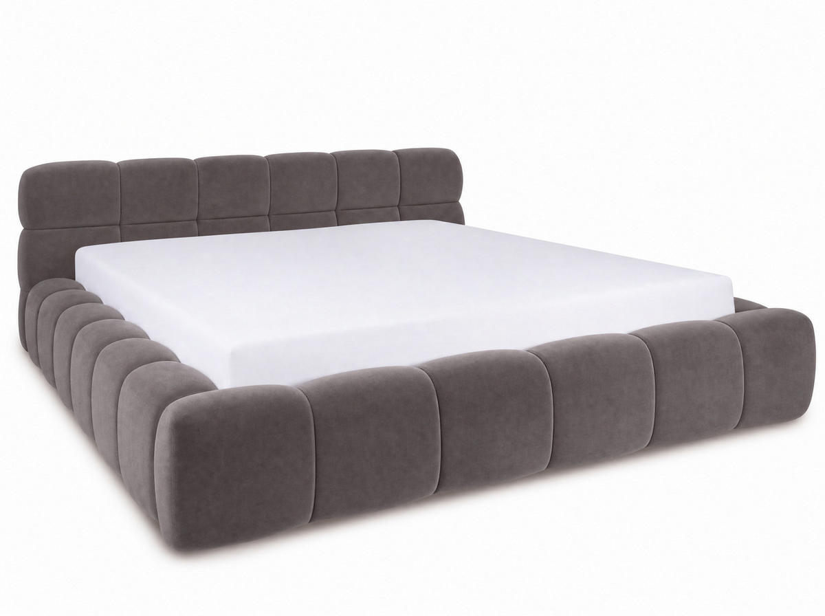 POLSTERBETT Miley Grau 140/200 cm Samt mit Bettkasten - Grau, Holz/Textil (140/200cm) - wonello