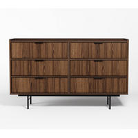 SIDEBOARD Nordiva 6S Warmia Walnut 150/90/40 cm – Metallgestell - Walnussfarben/Schwarz, Holzwerkstoff/Metall (150/90/40cm) - AX Living