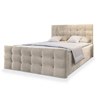 BOXBETT SLAT 160x200 cm mit Matratze und Topper - Beige - Beige, Holz (160/200cm) - MASSENO