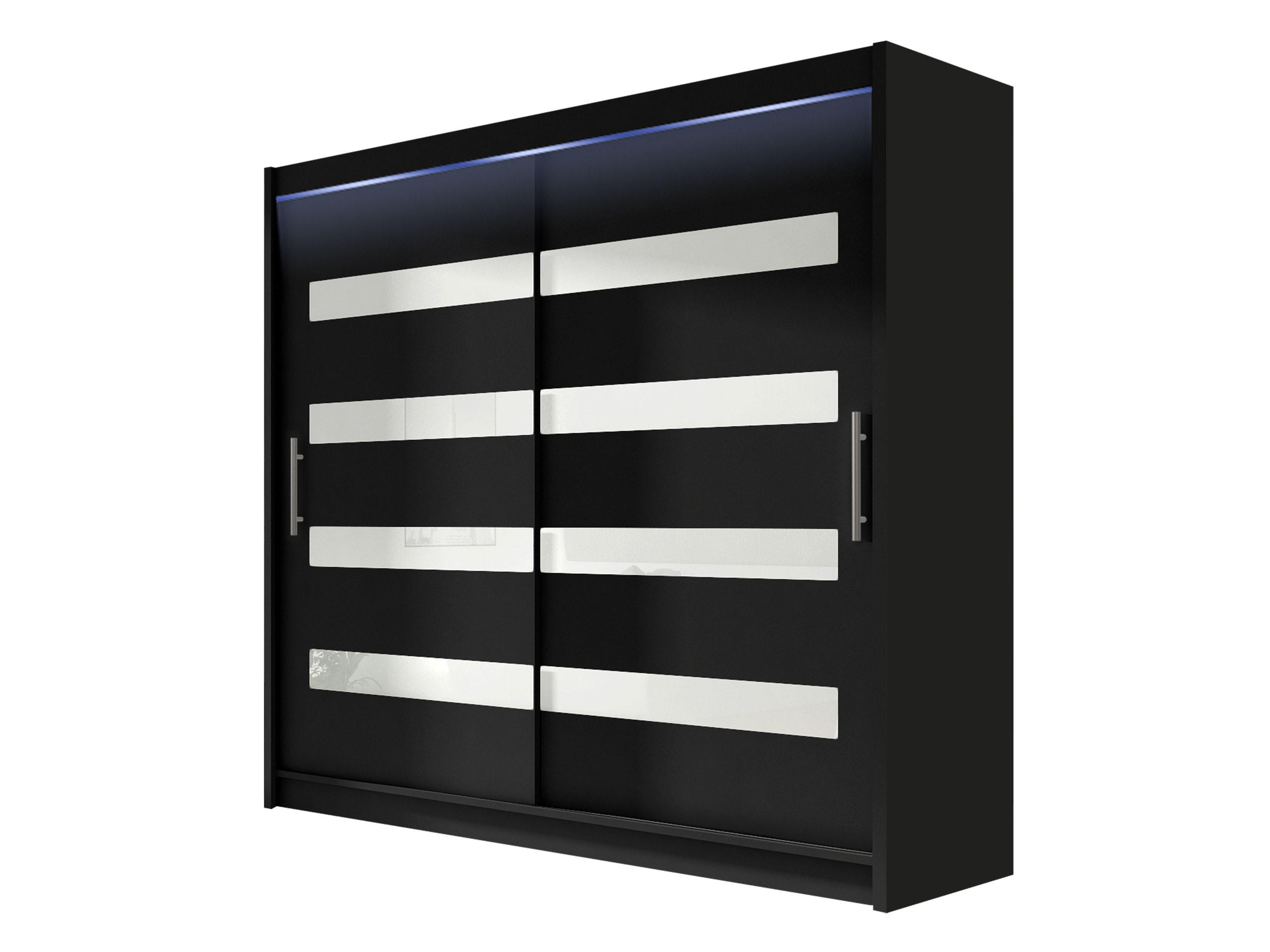 KLEIDERSCHRANK London XI, mit RGB LED Beleuchtung - Silberfarben/Schwarz, Holzwerkstoff/Kunststoff (180/215/58cm) - MIRJAN24