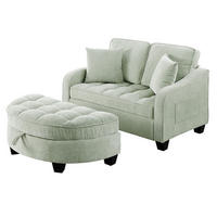 SCHLAFSOFA 2-in-1 mit Hocker und Stauraum, Cyan - Türkis, Holz (132/93/129cm)