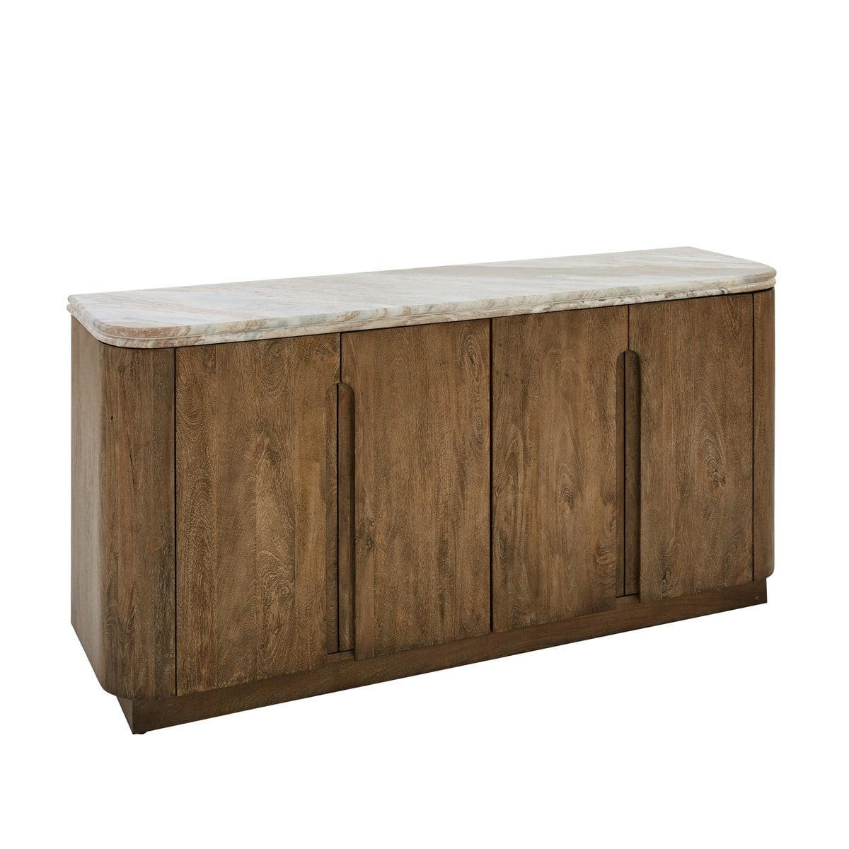 SIDEBOARD aus Massivholz und Marmor 162/80/43 cm - Beige, Holz (43/80/11cm) - Signature