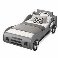 KINDERBETT in Autoform mit Stauraum und Lattenrost 90x200 cm Grau - Grau, Metall (90/200cm) - Beauniv