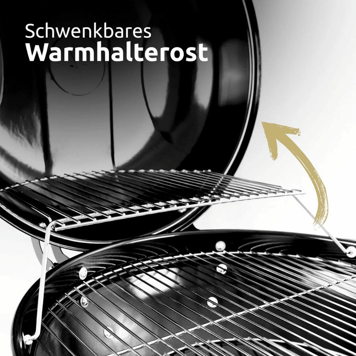 KUGELGRILL Holzkohle ENNO BBQ Grill Holzkohlegrill Schwarz - Schwarz, Metall (58.7/86/63.5cm) - DELUKE