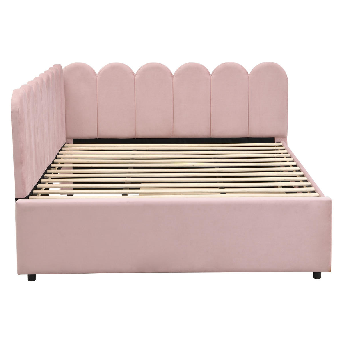 AUSZIEHBETT 140/230/200 cm DE-02037, in Rosa, mit L-Form - Pink, Metall (140/200cm) - ComfortXL