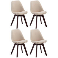 STUHL 4er Set Stoff creme - Walnussfarben/Creme, Holz/Textil (48/84/55cm) - CLP