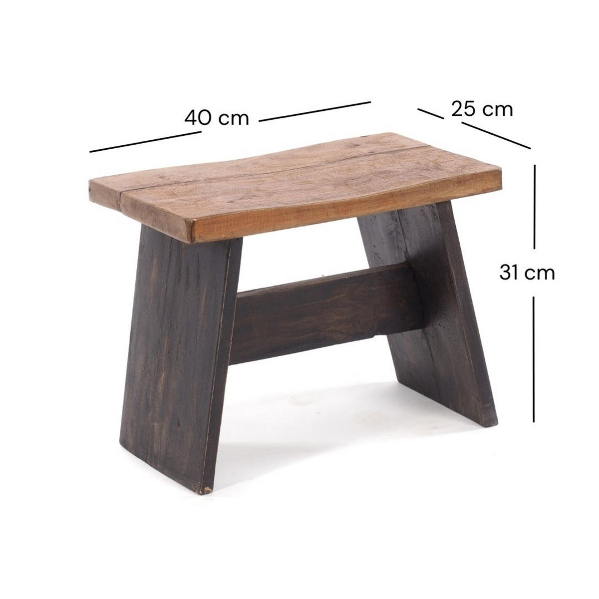HOCKER SCHEMEL 40 Mahagoni Massivholz 04 schwarz-natur - Graubraun, Holz (40/31/25cm) - DESIGN DELIGHTS