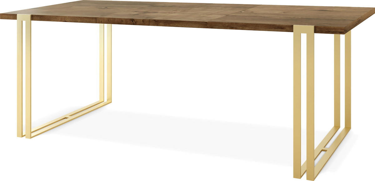 ESSTISCH Stella rechteckig ausziehbar, Lefkas Eiche 140-260/80/76 cm - Alteiche/Goldfarben, Holzwerkstoff/Metall (80/240/76cm) - WFL GROUP