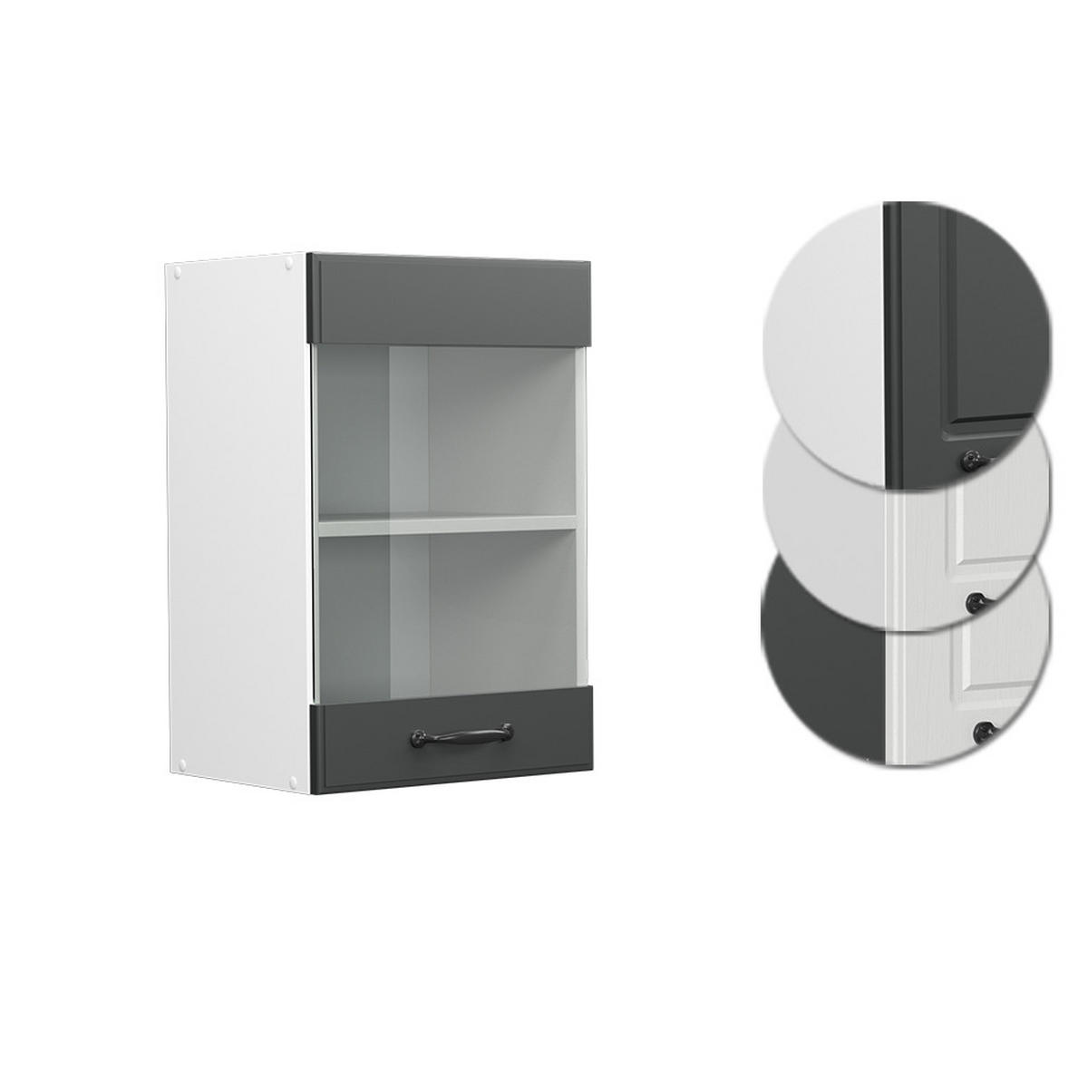 KÜCHENGLASSCHRANK R-Line Anthrazit Landhaus 40 cm - Dunkelgrau/Anthrazit, Holzwerkstoff (40/60/31cm) - Vicco