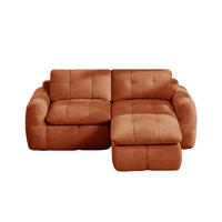 2-SITZER-SOFA mit 1 Hocker, minimalistisch, Chenille-Orange - Orange, Textil (160/68/194cm) - KOMHTOM