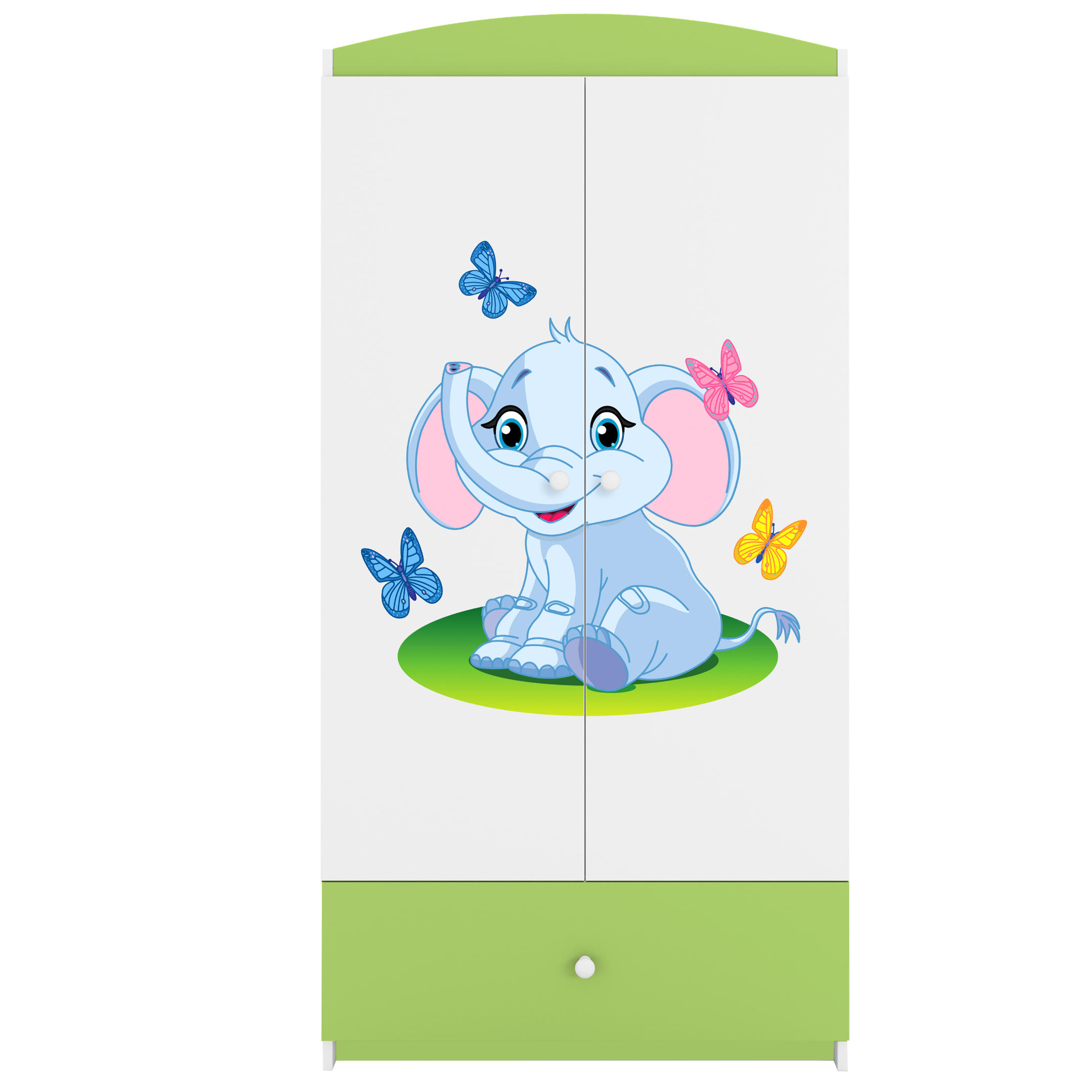 KINDERKLEIDERSCHRANK Elefant - Grün, Holzwerkstoff (90/175/52cm) - RAUMHIRSCH FURNITURE