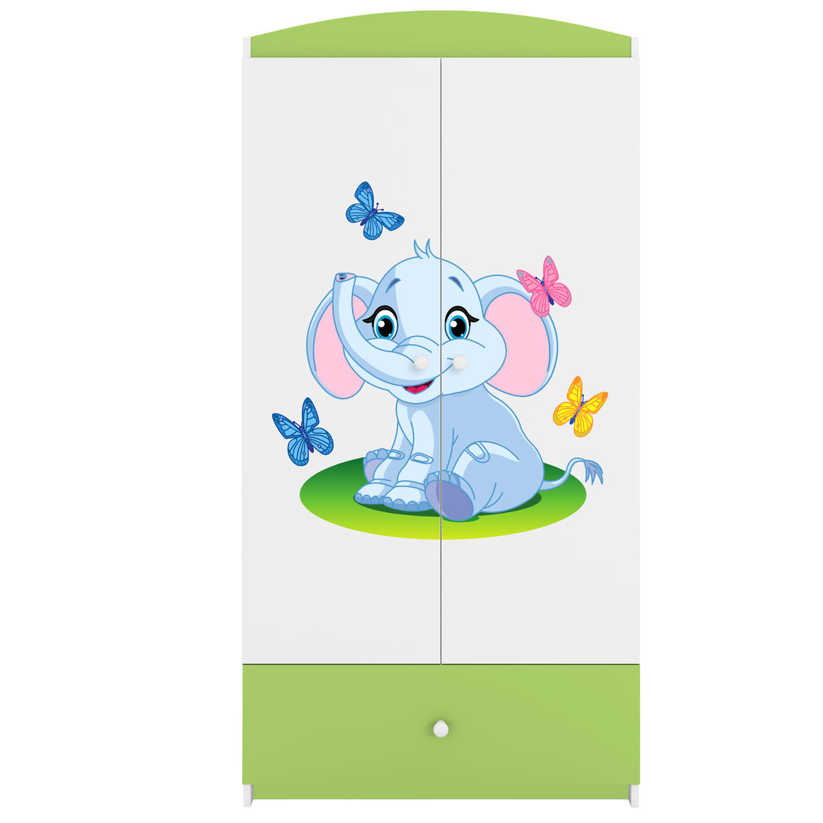 KINDERKLEIDERSCHRANK Elefant 90/175/52 - Grün, Holzwerkstoff (90/175/52cm) - Kocot Kids