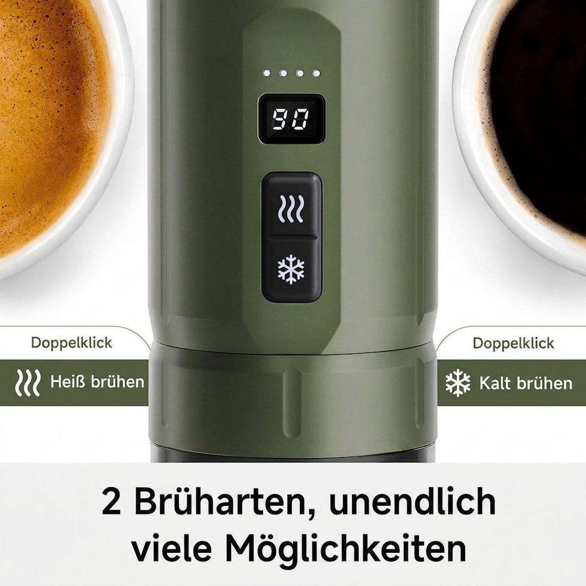 ESPRESSOMASCHINE Tragbare Auto Kaffeemaschine mit Heizfunktion 20 Bar - Grün, Metall (7.5/22/7.5cm) - BEXEVUE