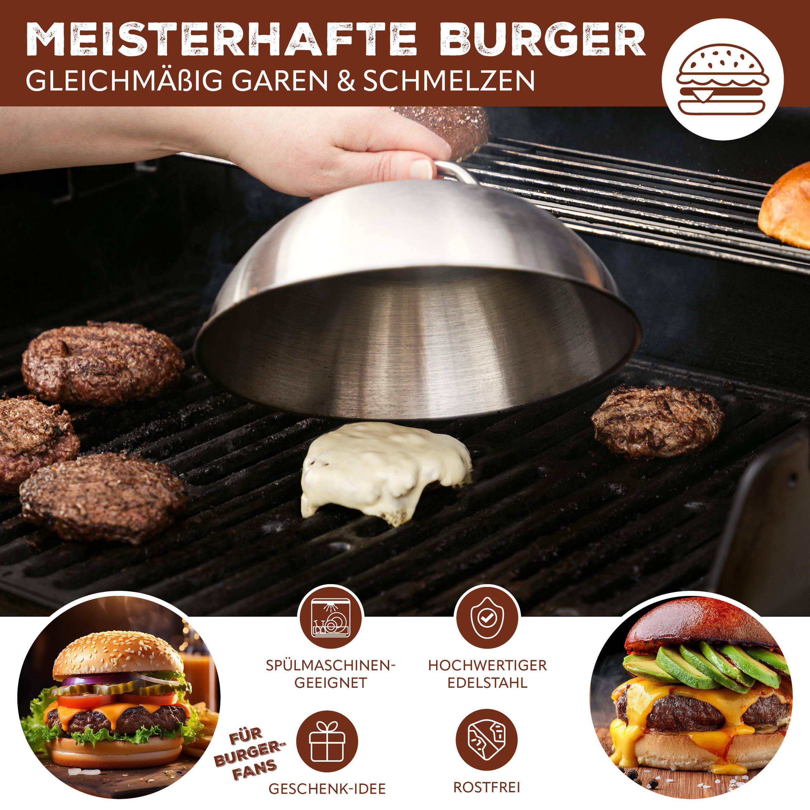 Thumbnail - bremermann Burgerhaube,, Edelstahl, Metall, 22.5x11x22.5 cm, Grills & Outdoor-Küchen, Grillzubehör