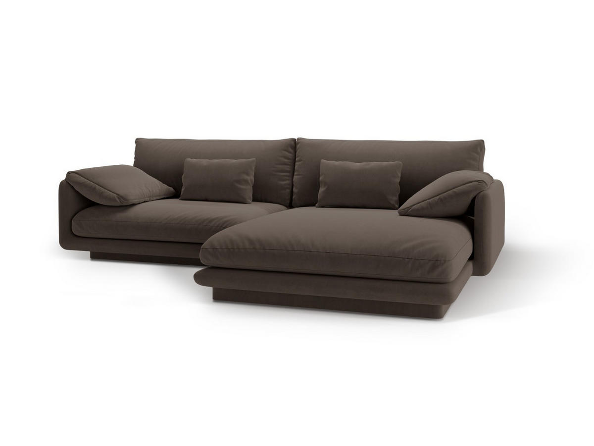 ECKSOFA rechts Torino aus Samt ebenholz 4 Sitzplätze - Graubraun, Textil (170/250cm) - Micadoni