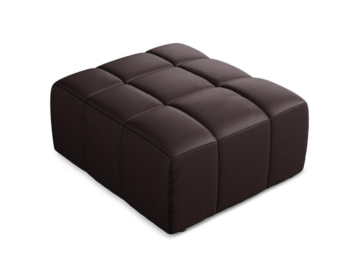 POUF Kunstleder Violett - Pflaume/Schwarz, Holzwerkstoff/Kunststoff (75/41/90cm) - Makamii