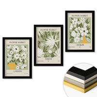 WANDBILDER 3er-Set - 20x30 cm Schwarzer Rahmen - Blumenmuster London Tokio Dublin - Schwarz, Kunststoff (20/30cm) - ArtPrintCave