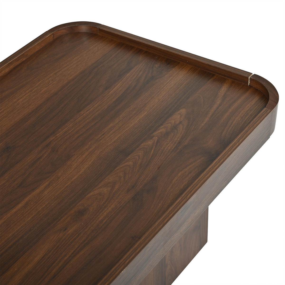 COUCHTISCH 100x50x35,5cm Walnuss-Optik Abgerundete Ecken Retro-Stil - Braun, Holz (111/55.5/14.5cm) - Raelunyi