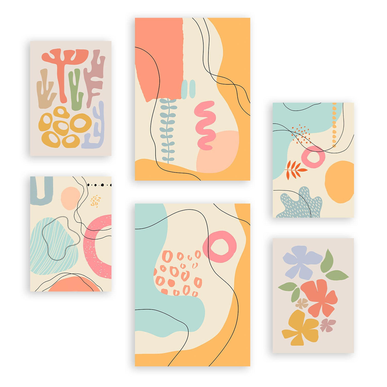 POSTER Set Mit 6 Crasis Rahmen In Blume Zusammenfassung A3 & A4 Rahmenlos - Klar, Papier (29/3cm) - Nacnic