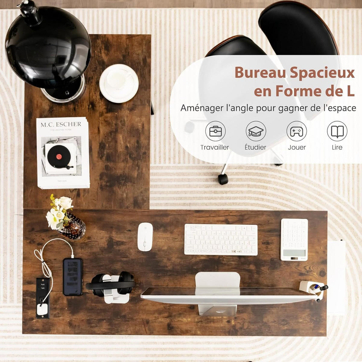 SKRIVBORD 75 cm brun - Brun, Trä (120/120/75cm) - COSTWAY