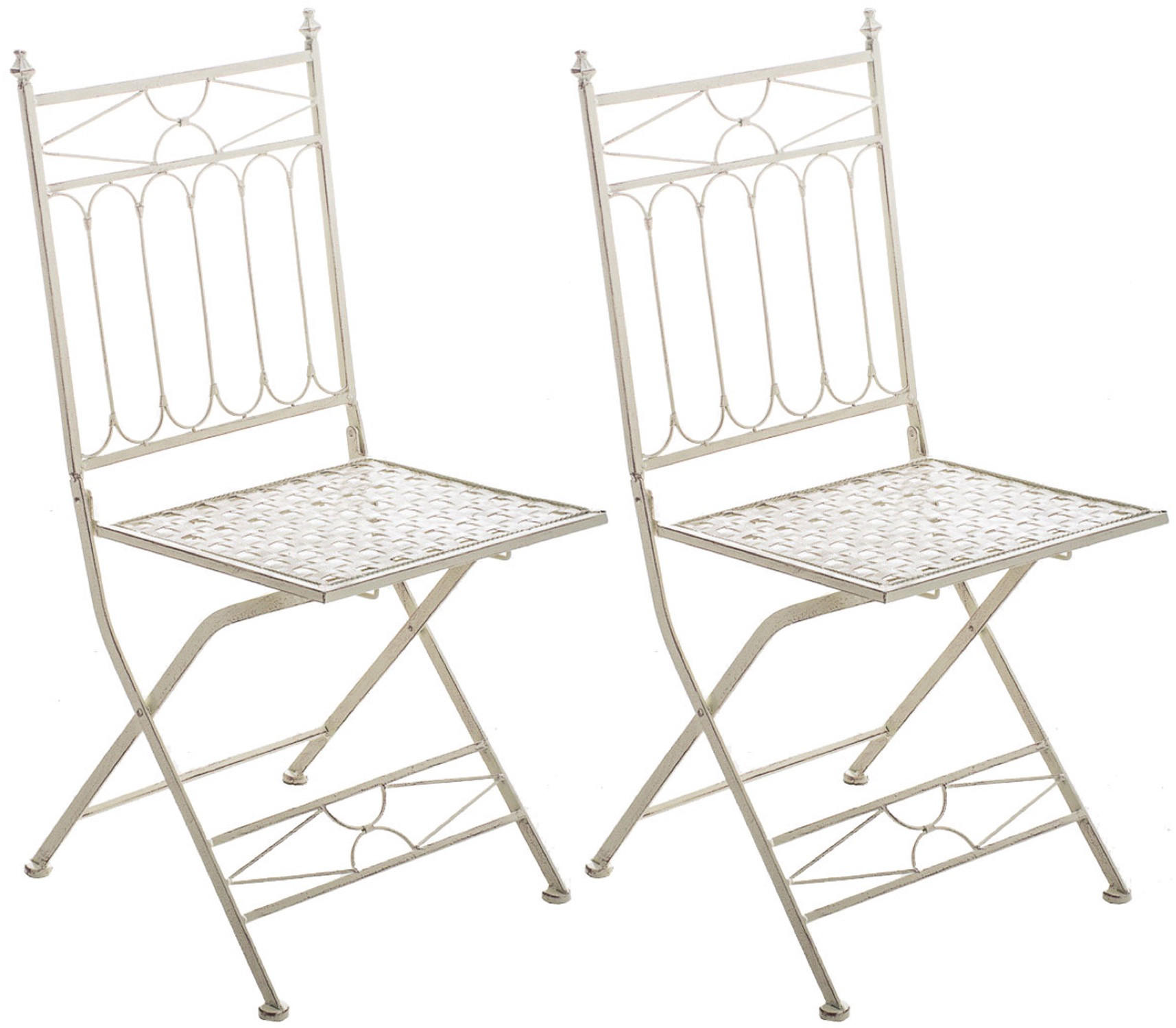 KLAPPSTUHL Asiri - 2er Set - antik-creme - Naturfarben, Metall (40/43/95cm) - TPFLiving