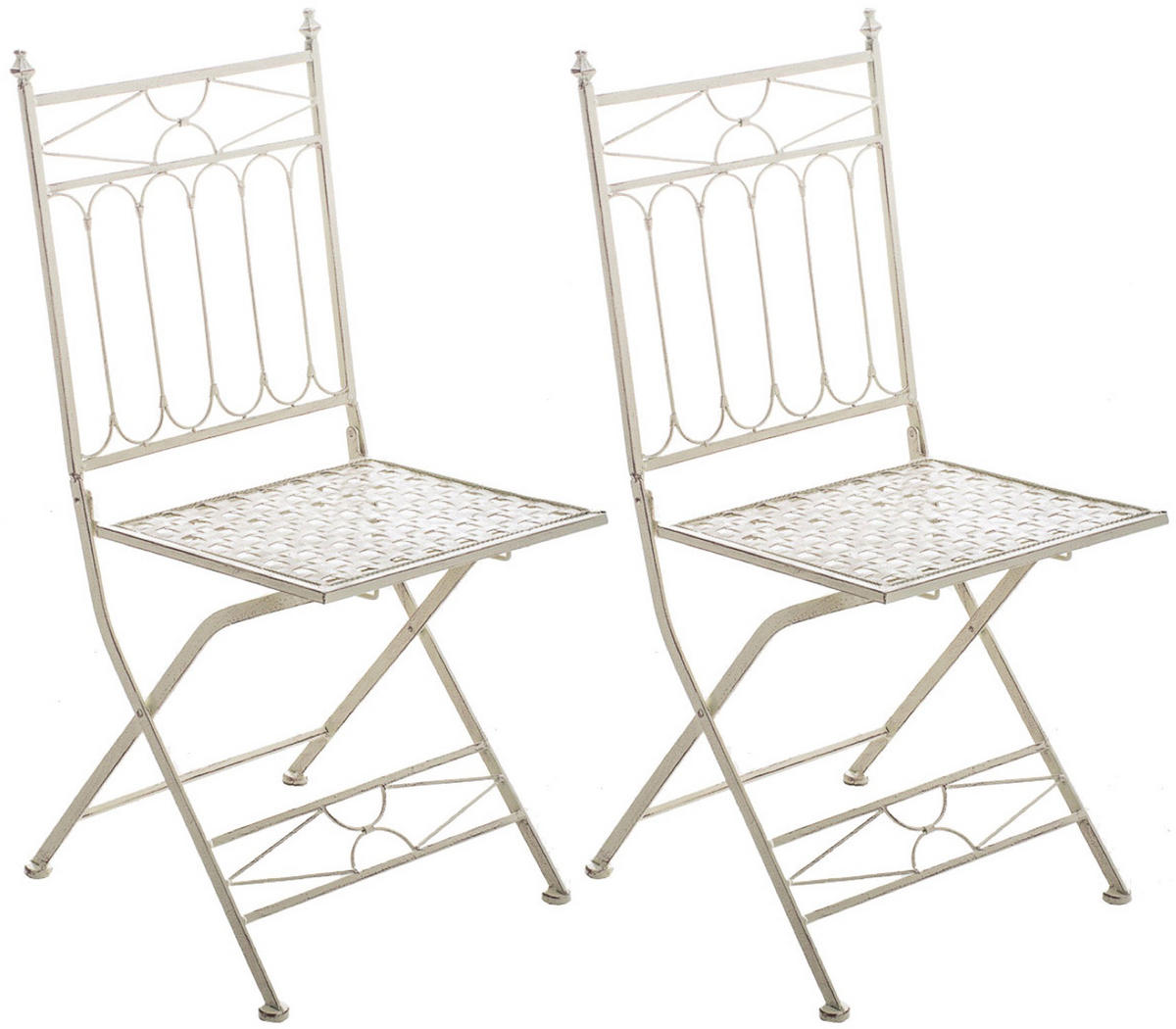 KLAPPSTUHL Asiri - 2er Set - antik-creme - Naturfarben, Metall (40/43/95cm) - TPFLiving