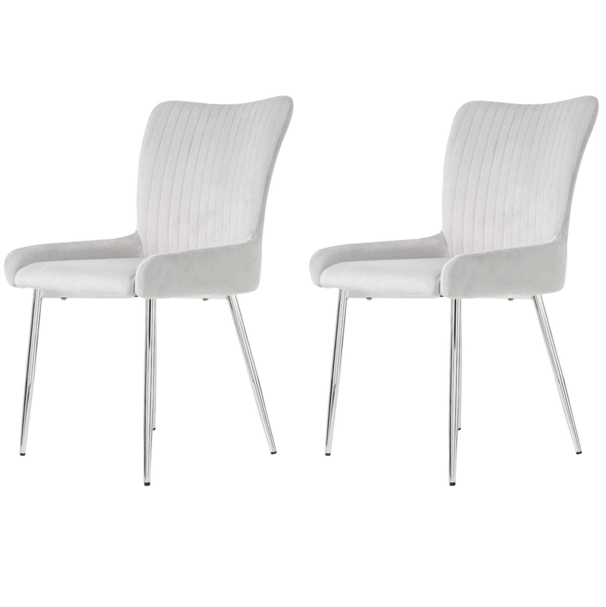 ESSZIMMERSTUHL 2er-Set Samt Grey mit Metallbeinen - Grau, Metall (47/85/58cm) - Meubliv