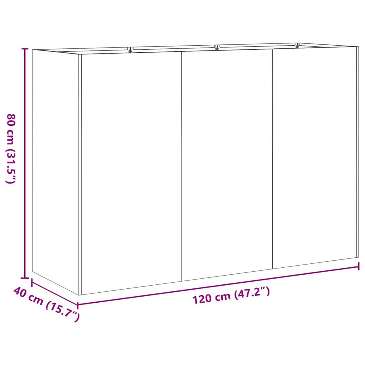 GARTEN-PFLANZGEFÄSS Offener Bon 120/40/80 cm Braun Legierter Stahl - Braun, Metall (40/80/120cm) - vidaXL