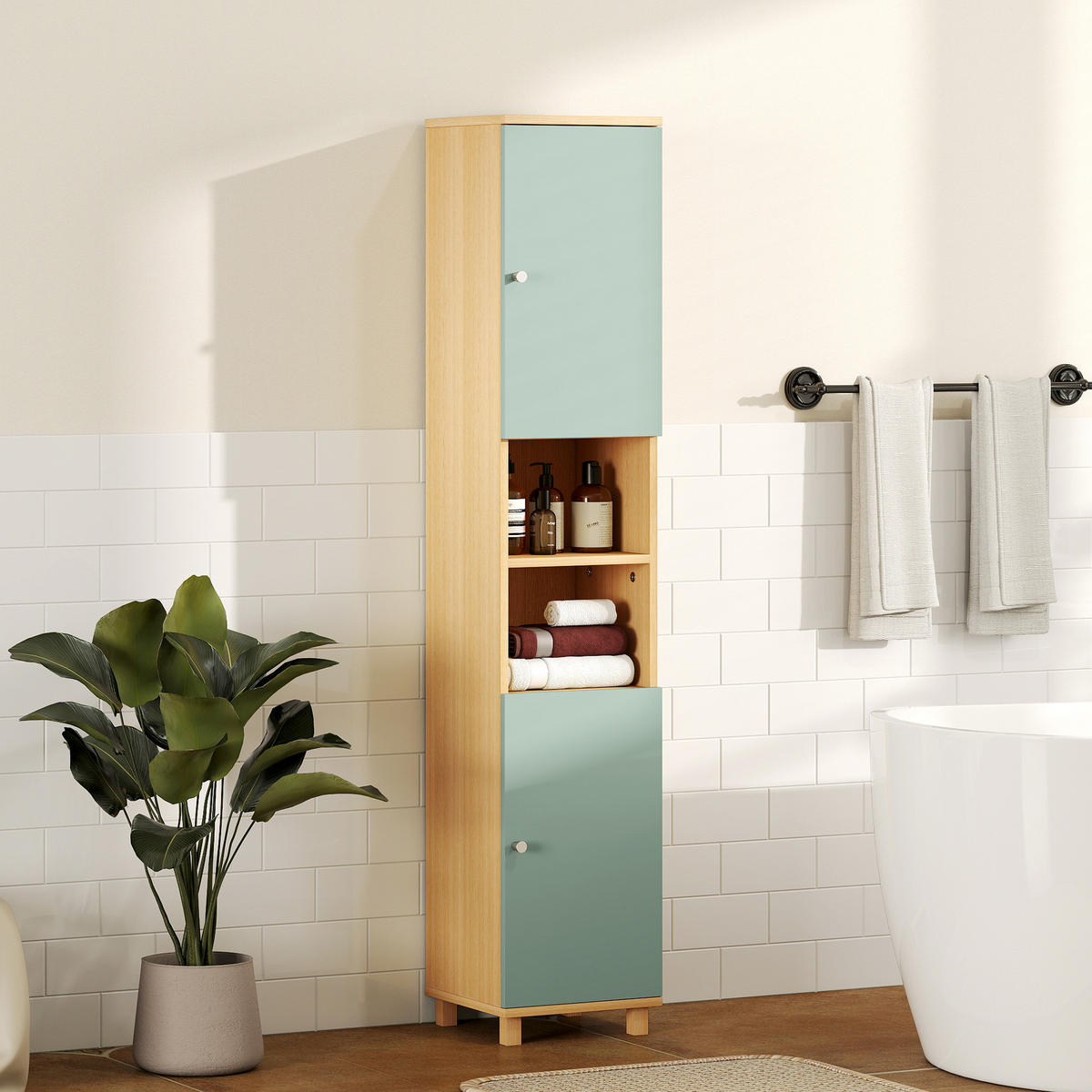 HOCHSCHRANK DE-12491 30/30/166 cm Grün - Grün, Holzwerkstoff (30/166/30cm) - ComfortXL