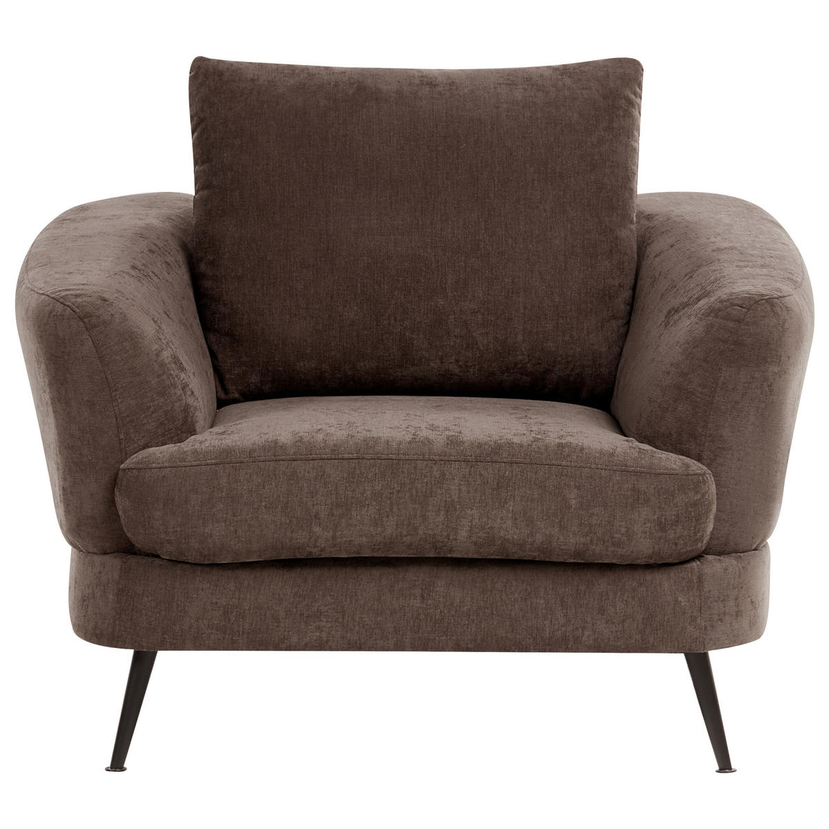 SOFA-SET 3-Sitzer Chenillegewebe Dunkelbraun Kjaer - Schwarz/Braun, Textil (155/100/100cm) - Beliani