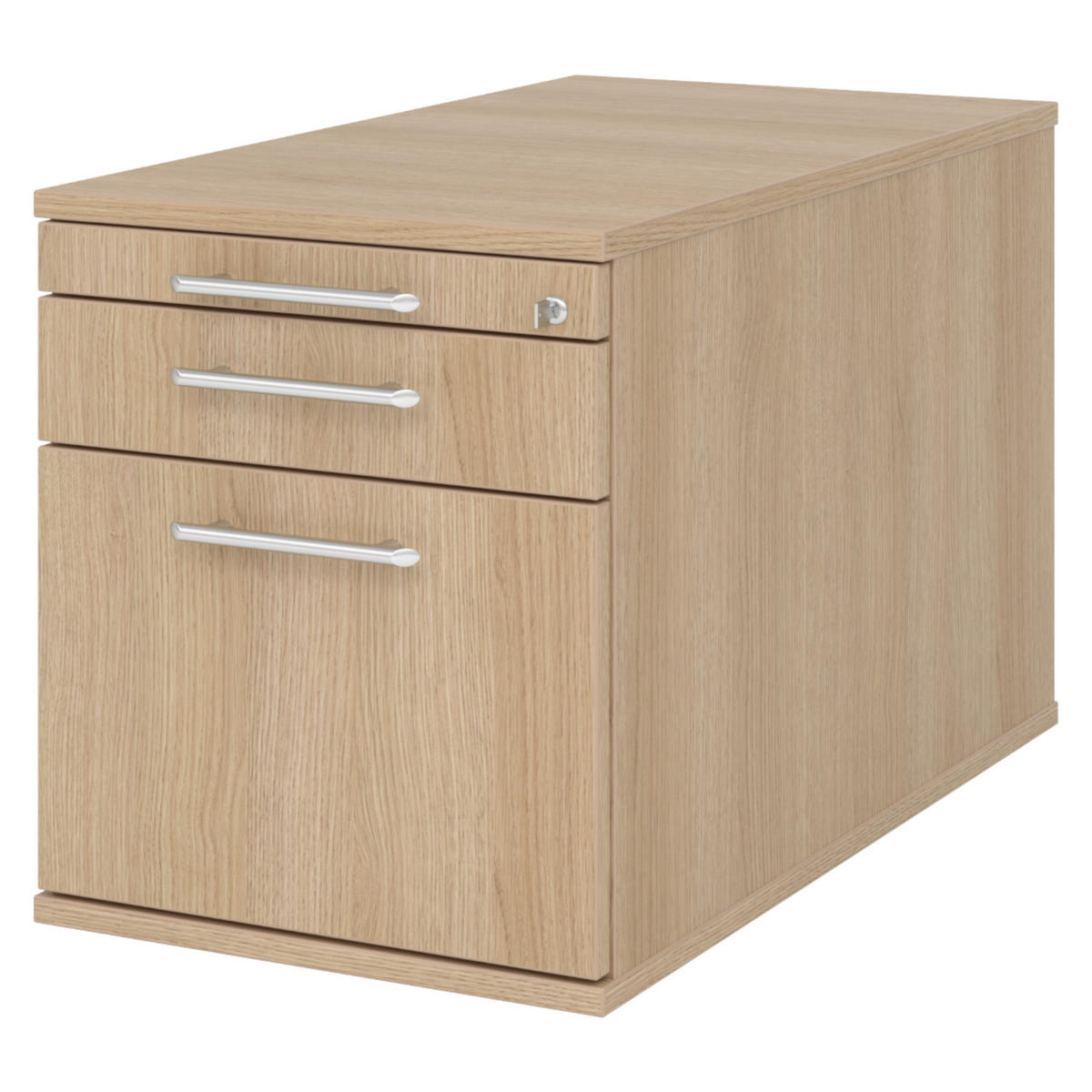 ROLLCONTAINER - mit Hängeregistratur 80/42,8/51,2 cm in Eichefarben Relinggriff (Kunststoff) - Eichefarben, Holzwerkstoff (42.8/51.2/80cm) - bümö