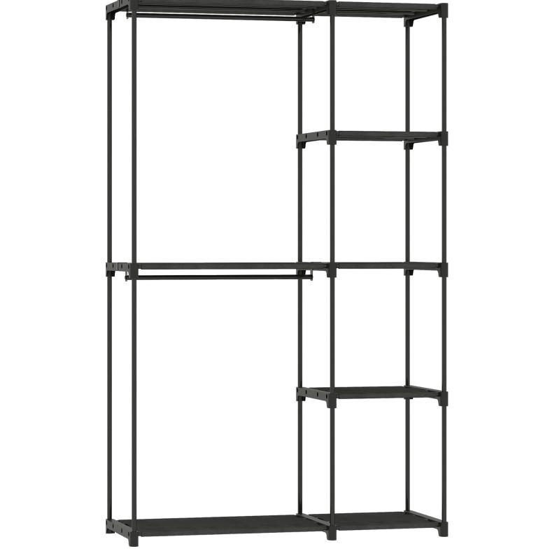 KLEIDERSCHRANK 111/185/43 cm Schwarz aus Stahl mit Kleiderstangen und Ablagen - Schwarz, Metall (43/185/111cm) - OKMYHOME