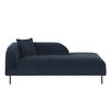 CHAISELONGUE Samtstoff dunkelblau linksseitig Le Crau - Blau, Textil (170/65/84cm) - Beliani