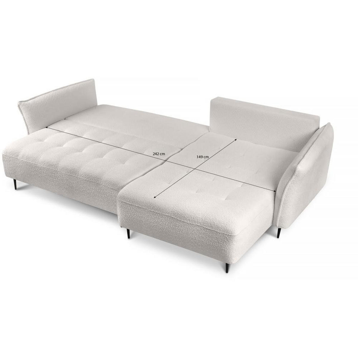 ECKSCHLAFSOFA Bari links beige - Beige/Schwarz, Textil (276/158cm) - Beautysofa
