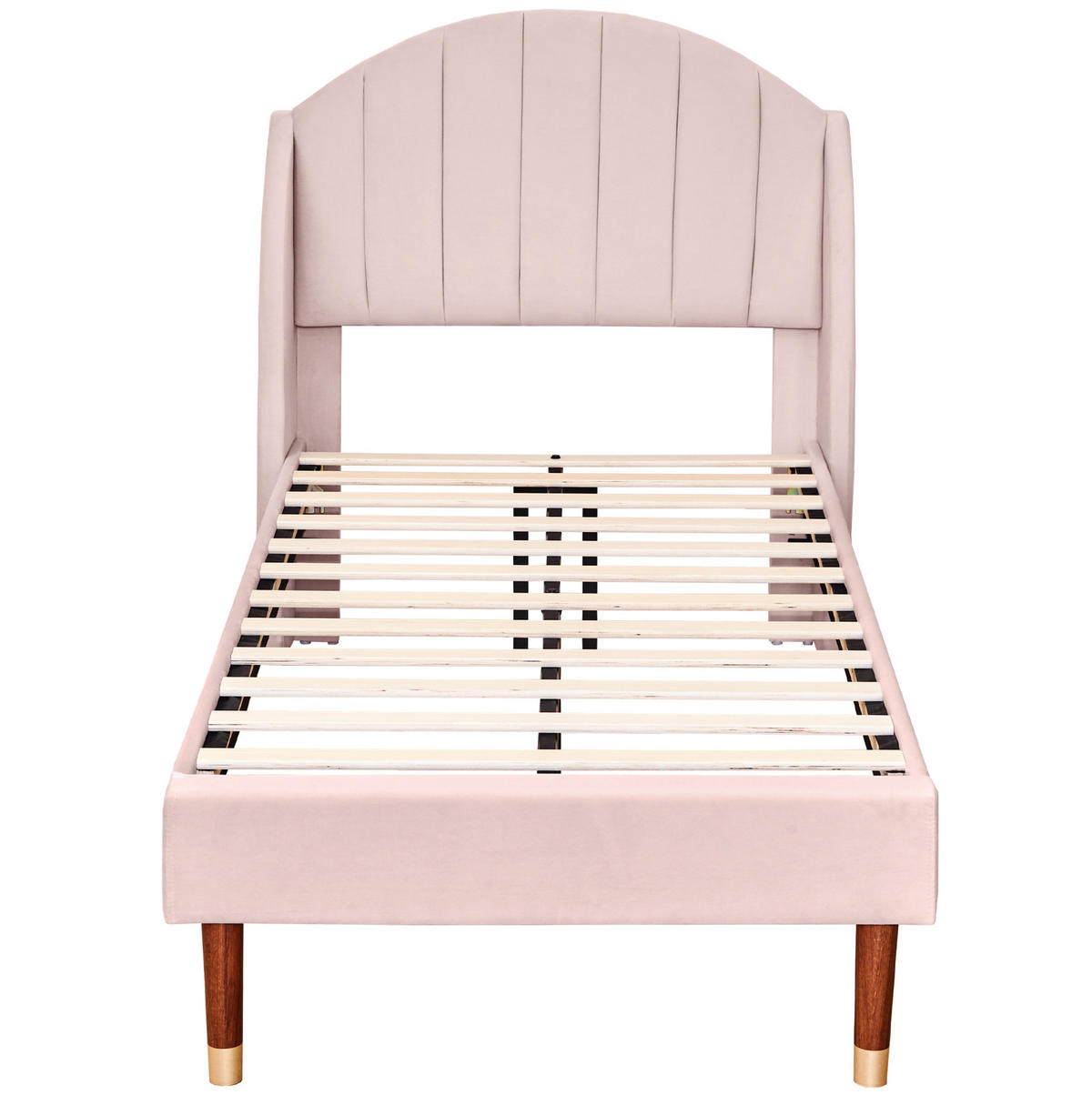 BETT mit Lattenrost und Kopfteil 90x200 cm Samt Pink - Pink, Metall (90/200cm) - Meubliv